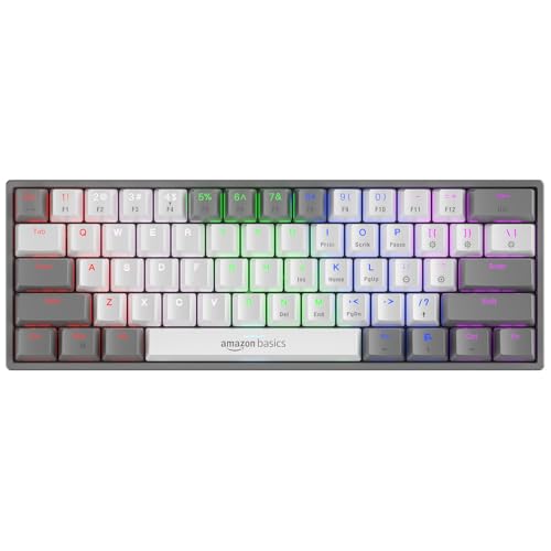 Image of amazon basics Pro Series RGB Wired Mechanical Gaming Keyboard | Red switches with 40g Actuation Force | Customizable & Programmable RGB | 61 Swappable Key Full Rollover Layout (Black)