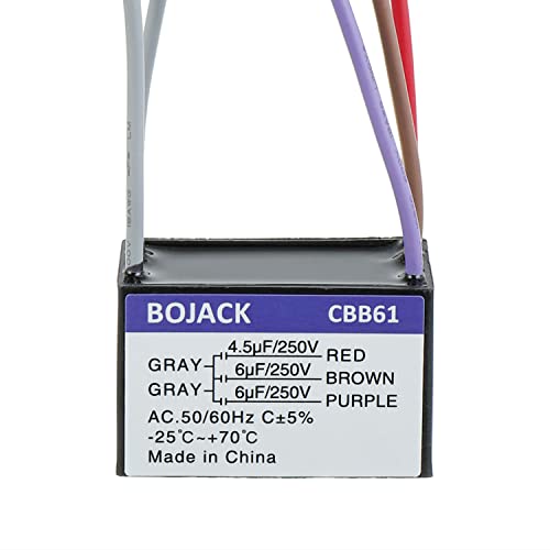 Condensateur CBB61 BOJACK pour ventilateur de plafond Harbor Breeze 5 fils 4.5uF + 6uF + 6uF 250V