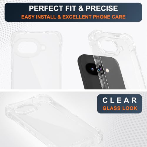 Image of CEDO Cover for Google Pixel 9a (5G) | Camera Protection Shockproof Bumper-Edge | 360 Degree Protection Acrylic Crystal Clear TPU+PC | Transparent Back Case Backcover (Transparent)