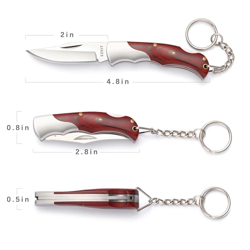 Image of Folding Pocket Knife with Back lock, 2in Stainless Blade and Rosewood Handle, 4.8in Total Length, Compact EDC Gear