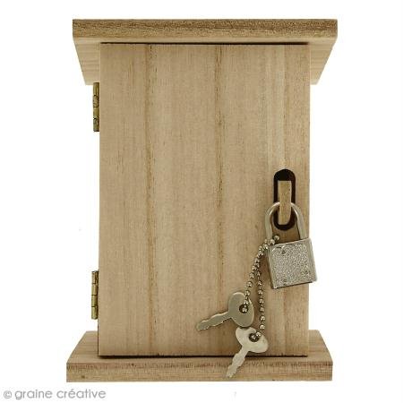 Tirelire en bois avec cadenas 10cm - Graine créative