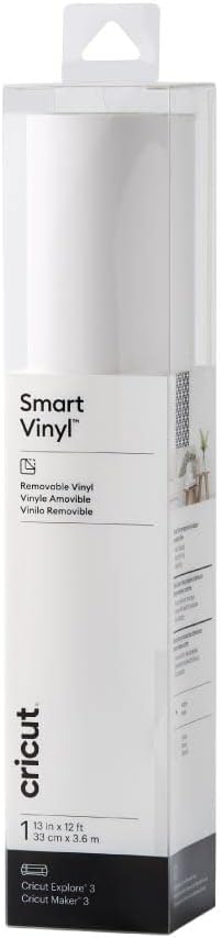 Smart Removable Vinyl (13in x 12ft, White) for Explore and Maker 3 - Matless Cutting for Long cuts up to 12ft