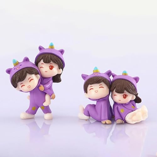 Image of Cute Cartoon Couple Car Dashboard Accessories | Plastic Action Figure Ornament with Balloon | Interior Dashboard Decoration for Car, Home, Office (8 x 4 cm) (Model 4)