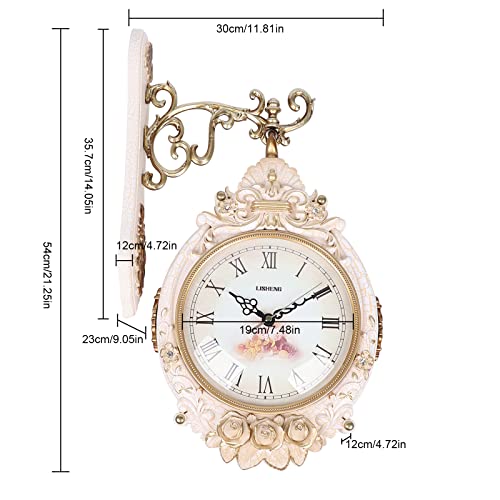 Reloj de pared doble cara redondo 7.5 pulgadas color crema miniatura 2