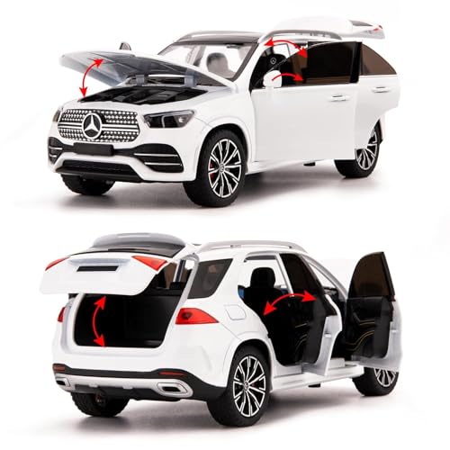 Image of 1:24 Scale Alloy Die-cast Benz GLE 350 Toy Car with Sound and Light, Pull Back Action, Openable Doors, Collectible Model Car for Kids and Gift (White)