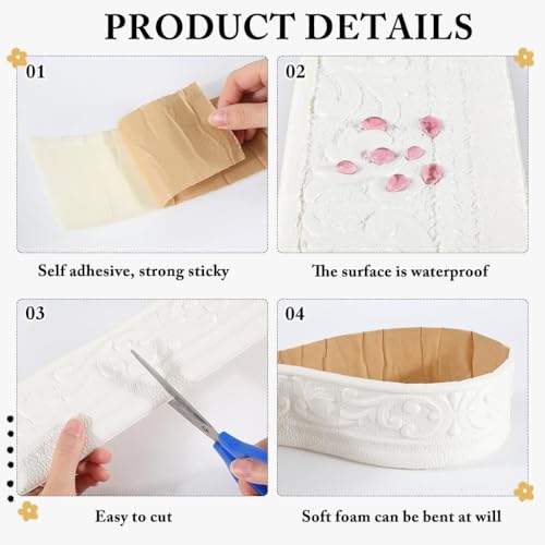 Image of HASTHIP 30Ft Peel and Stick Wall Molding, Vintage 3D Wall Moulding Strip