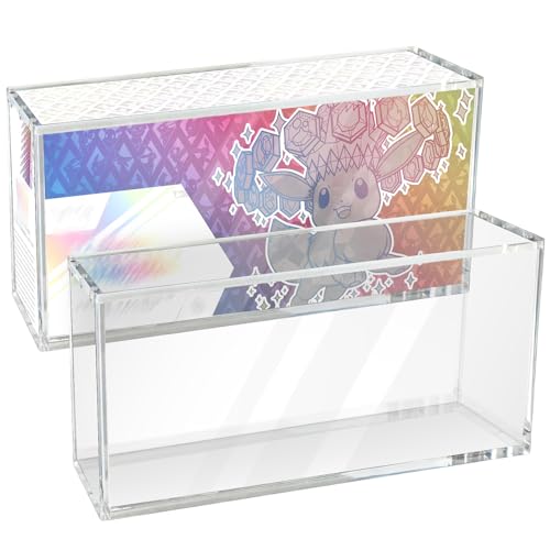 Clear Acrylic Case Compatible with Prismatic Evolutions Super Premium Collection Box Stackable 8+5mm Thick Acrylic Display Case for Prismatic Evolutions SPC Box with Magnets Lid (14.4Lx3.4Wx6.9H)