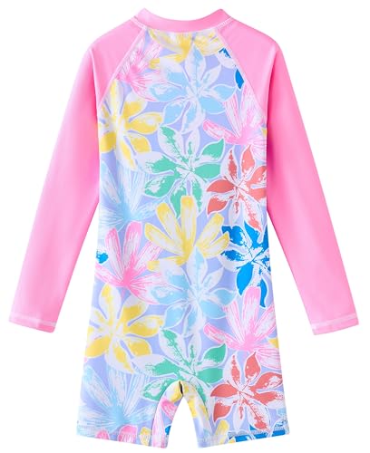 Image of UMELOK Girls Long Sleeve Rash Guard One Piece Swimsuits with UV Protection Sunsuit