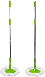 Scotch-Brite 2-in-1 Bucket Spin Mop Handle, Head & Refill Pack of 2, Plastic, Green