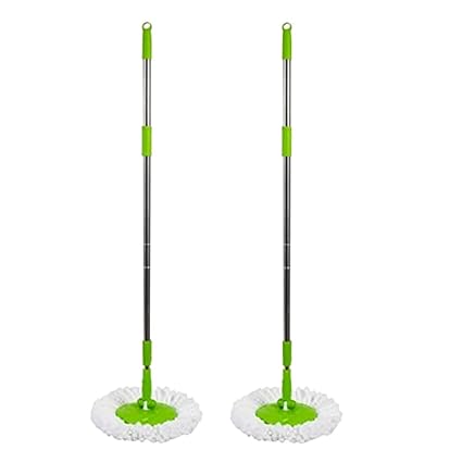 Scotch-Brite 2-in-1 Bucket Spin mop Handle, Head & Refill || Pack of 2, Plastic