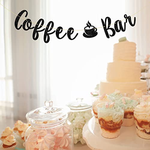 Talorine Coffee Bar Banner, Bridal Shower, Engagement, Wedding, Bar Party Decorations (Black Glitter) by Talorine - Used condition - Image 5