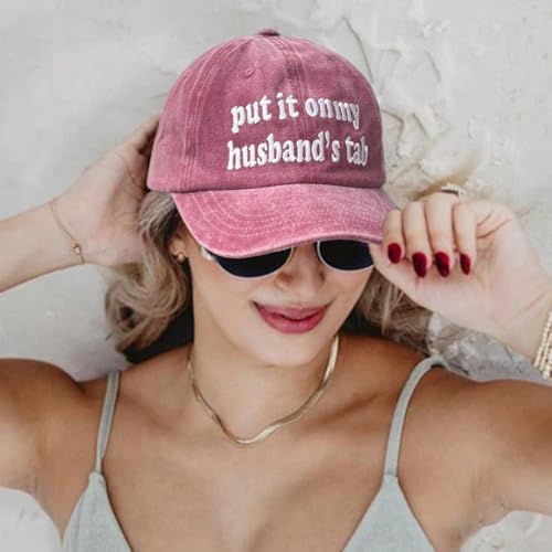 Image of Put It on My Husbands Tab Hat, Funny Vintage Trucker Hats Adjustable Cap for Men Women Classic Baseball Caps