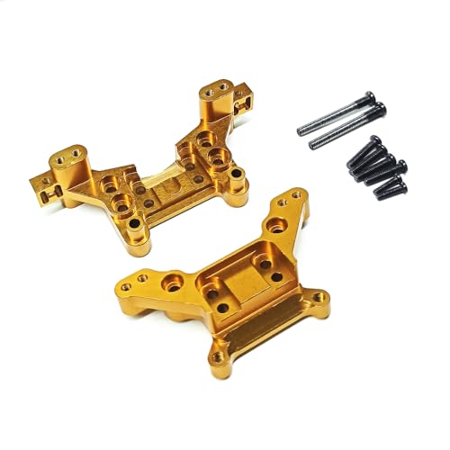 Image of 2PCs Front & Rear Metal Shock Mount Parts, RC Car Upgrade Parts, 16170 16180, for Hyper Go H16BM H16GT H16DR Jetwood MJX 1 /16 Scale RC Car (Gold)