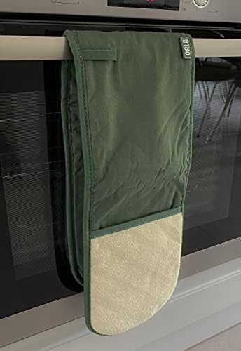 Orla Double Oven Gloves- Heat Resistant Pot Holder- 100% Cotton- For Home & Professional Cooking -1 Piece, Green