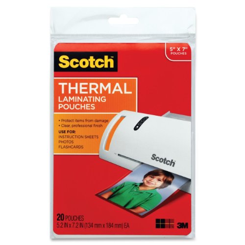 Scotch Thermal Laminating Pouches, 5 Mil Thick for Extra Protection, 5 x 7 Inch, 20 Count (TP5903-20)