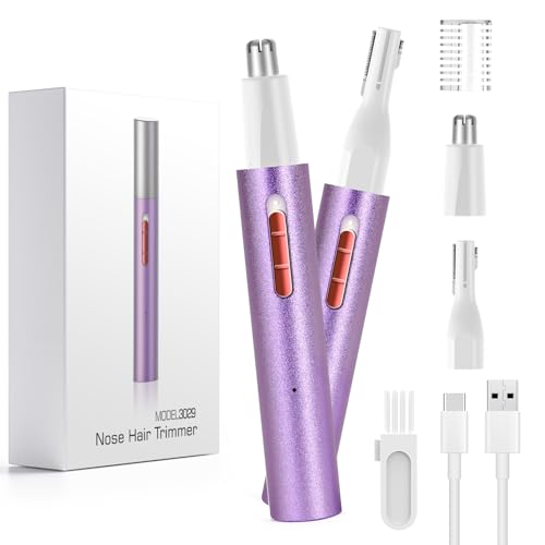 Image of Nose Hair Trimmer For Women,Rechargeable 2 In 1 Ear&Nose Hair Trimmer For Women,2022 Professional Painless Eyebrow&Facial Hair Trimmer With Powerful Motor&Dual-Edge Blades Easy Cleansing