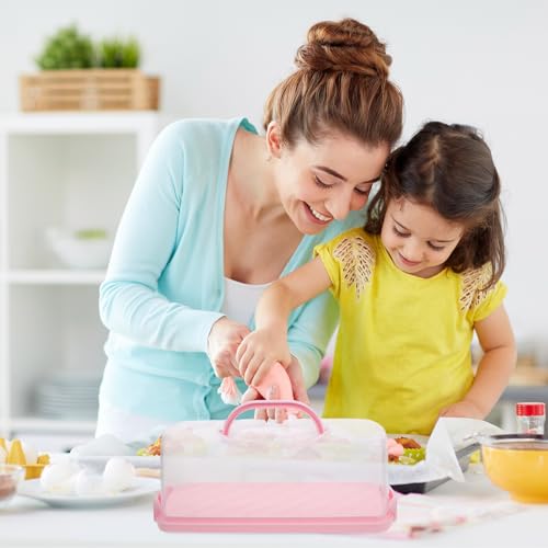 BAZEITFLOW Tragbarer Rechteckiger Brotkasten mit Deckel aus Lebensmittelechtem Kunststoff Transparenter Luftdichter Kuchen Gebäckbehälter Handlich für Cupcakes und Brote zum Einfachen