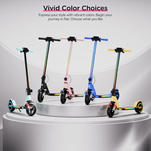 Qekud S5 Patín eléctrico para niños, Scooter Plegable para niños con iluminación LED, Ruedas Todo Terreno de 6.5", Velocidad hasta 14 km/h, para Edades de 6 a 14 años, Rosa - imagen 12