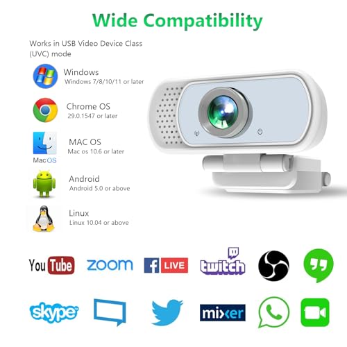 Image of XPCAM 1080P Webcam with Microphone,USB Camera for PC Computer Laptop Mac | Plug and Play USB Webcam with Tripod /Cover, Auto Light Correction, 110 FOV, Web camera for Zoom /Teams /Skype /Twitch Streaming