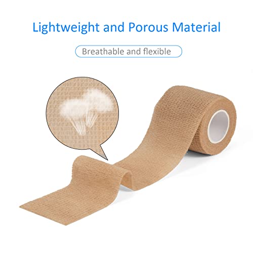 Cohesive Bandage Wrap 2" x 5 Yards, Self Adherent Vet Wrap 5CM x 4.5M Self Adhesive Bandage Tape for Wrist & Ankle Sprain Swelling Breathable Elastic Pet Bandage Grip Cover Skin Color (12 Roll) - Image 6