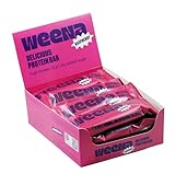 Weena Proteinriegel Raspberry 12 x 50 g – High Protein, ohne Zuckerzusatz, Dunkle Schokolade, Himbeere