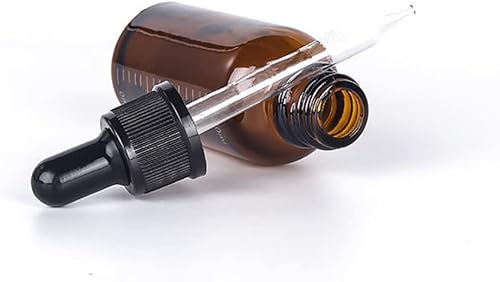 Miniatura 6 de 4 botellas vacías de vidrio ámbar graduadas, botellas de aceite esencial, frascos cosméticos con cuentagotas graduados, 0.7 fl oz