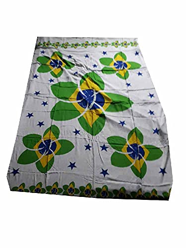 Pareo mar Bandera Brasil flor verde rayon toalla playa ligera con flecos