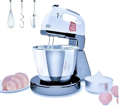 Foto di Impastatrice Planetaria, 7 velocità con ciotola in acciaio inossidabile 3QT, Robot da Cucina Multifunzione, supporto e sbattitore manuale con gancio per impastare, frusta (XN2)