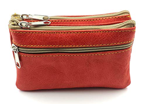 franartPiel - Monedero, tarjetero doble bolsillo con 3 cremalleras y  llavero interior Piel Ubrique - Alta Calidad (Naranja) : Amazon.es:  Productos Handmade