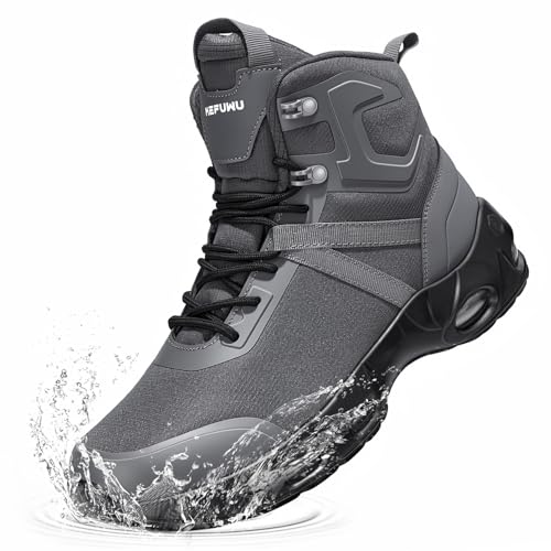 Image of Military Tactical Boots Men Wide Waterproof 6 Inches | Non Slip Side-Zip Combat Hiking Work Boots Lightweight Durable