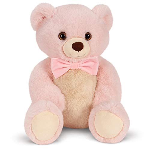 Vermont Teddy Bear Stuffed Animals â€“ Pink Teddy Bear, Cuddle Chunk, Bowtie, Pink, 15 inch