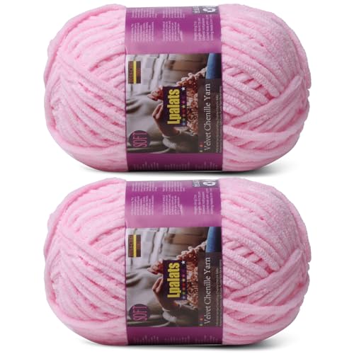 Image of Chunky Chenille Yarn for Crocheting, Pink Fluffy Blanket Yarn for Crochet | 2 Pack of 175 Yds, 7.05 Oz Fuzzy Thick Velvet Yarn for Crocheting Plush Soft Crochet Yarn for Knitting Blankets, Amigurumi