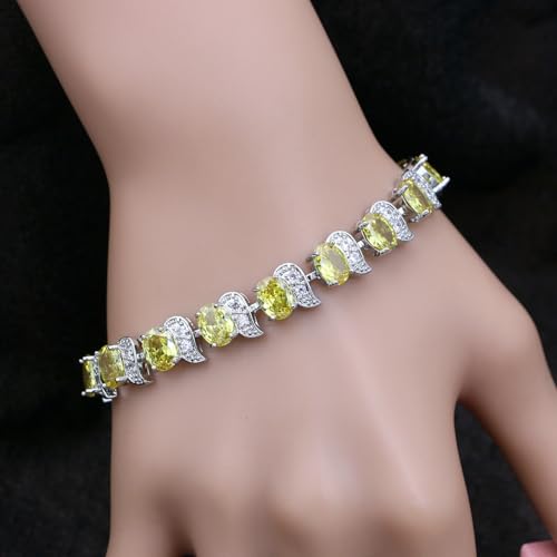 Image of LMXXVJ Fashion Tennis Bracelet Created Emerald White Gold Plated Charm Bracelet Gifts Jewelry for Women