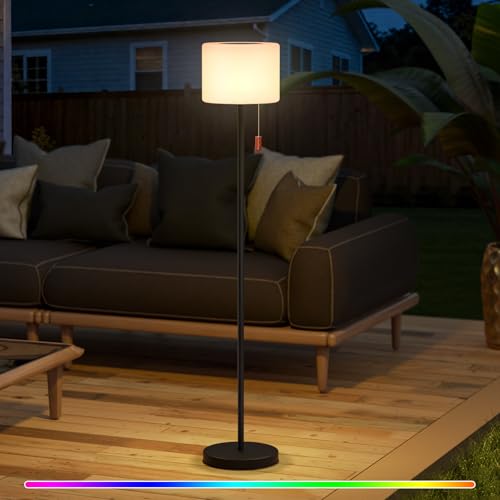 MALUX Lampadaire solaire sans fil avec capteur de lumière, étanche IP44, hauteur réglable 148 cm, lampadaire solaire pour extérieur, décoration, terrasse, jardin