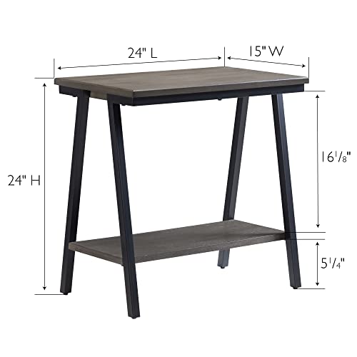 Image of Leick Home Empiria End Table, 15 inch, Smoke Gray, Matte Black