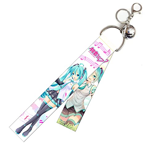 LUALU Anime Hatsune Miku Buckle Keychain Ribbon Alloy Ornaments Model Figures Gift Miniature Collection 25CM/ 17.5CM4CM