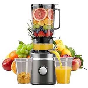 Yapasopu Entsafter-Maschine, 250 W 65 U/min 12 cm Premium-Entsafter zum Kauen ganzer Früchte, Einfüllschacht, Kaltpresssaft- und Nussmilchextraktion