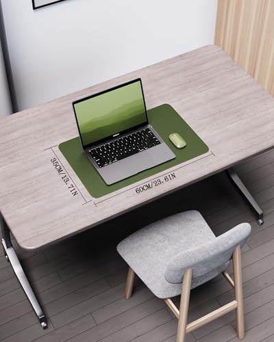 Image of YSAGi Eco Cork Desk Pad, Leather Deskpad, Double-Sided Desk Mat,Waterproof Large Mouse Pad, Non-Slip Mouse Mat, Laptop Desk Table Protector, Writing Pad for Office /Home(23.6 inchx13.7 inch,Olive Green+Cork)