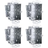 Patioer 4-Pack 3" x 2" Gangable Switch Box, 2-1/2" Deep Galvanized Steel Electrical Box with Plaster Ears, 12.5 Cu. in. Capacity, Old Work UL Listed