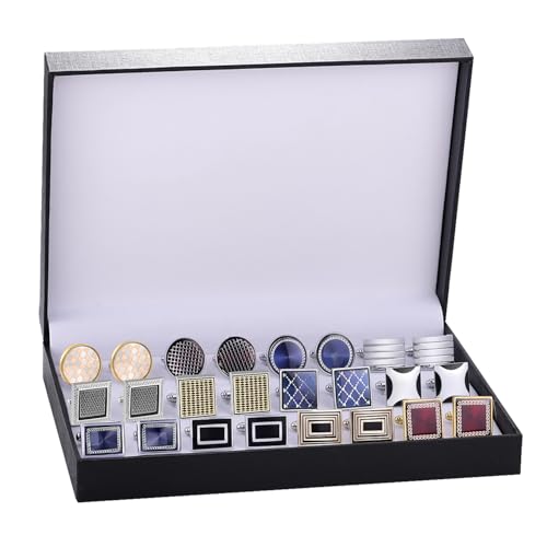 Cufflinks Set 12 Pairs Cuff Links Men-Fashion Cufflinks for Men-Classic Silver-tone Gold-tone Cufflinks for Business Wedding Party Gift Box3