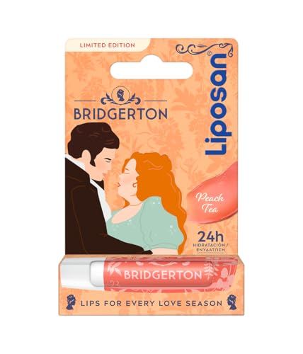 Liposan Bridgerton Edición Limitada Peach Tea- Bálsamo Labial Hidratante - Cacao de Labios con 24h de Hidratación - Aroma a Melocotón - Sutil Brillo de Labios Coral - Todo Tipo de Piel - 4,8 g