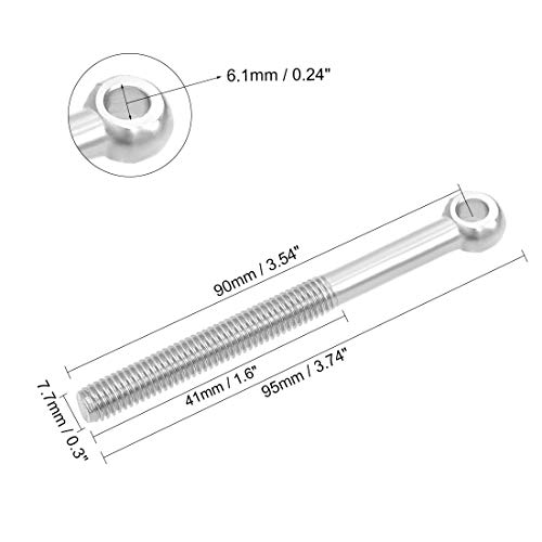 Image of uxcell M8 x 90mm 304 Stainless Steel Machine Shoulder Lift Eye Coupling Bolt Rigging 5pcs