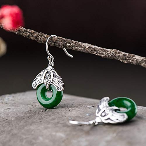 Pendientes de calcedonia verde en plata de ley 925 MIYUAN de botón 4