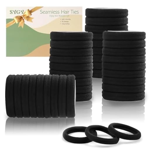 100PCS Black Hair Ties for Women, Seamless Cotton Hair Bands, No Crease No Damage Hair Tie for Thick Thin Hair, Soft Ponytail Holders Hair Accessories for Girls