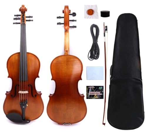 Vetimobato 5-String Electric Viola 16 Inch Professional Handmade Viola with Maple Spruce Body & Ebony Fittings (FCGDA Tuning) - Full Kit with Hard Case, Bow, AUX Cable and Accessories (Brown)