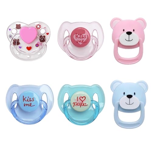 Mire & Mire 6 Pcs Doll Magnetic Pacifiers Baby Doll Accessories for Reborn Baby Doll Pretend Play Feeding Toy (Pink/Blue)