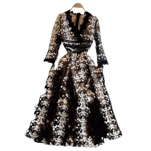 Lace Dress for Women Summer Embroidered Elegant Vintage Patchwork Long