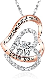 YosikCaes S925 Sterling Silver Heart Necklaces for Women with 18K Gold Vermeil, Gift Box and Blessing Card, Birthstone Gifts for Her at Birthday Anniversary Christmas Valentines Day
