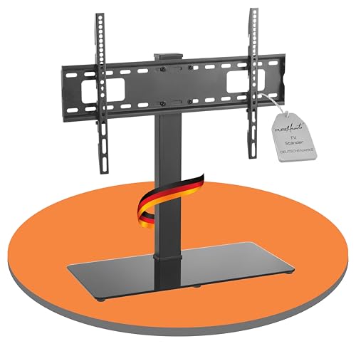 PureMounts TV Ständer, Standfuss, Universal Fernsehständer für 37-70 Zoll Samsung, LG, Philips, Panasonic UVM., Max. Vesa 600x400 & 40 kg, schwarz
