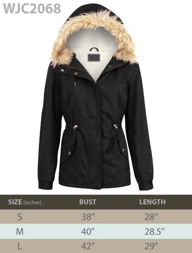 Lock And Love Ll Wjc2068 Womens Inner Fur Lined Military Anorak Parka Jacket Detachable Hood Fur Trim L Olive #TOP5